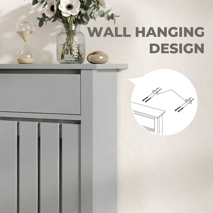 HOMCOM 93 x 88.5cm Rustic-Look Radiator Cover - Grey