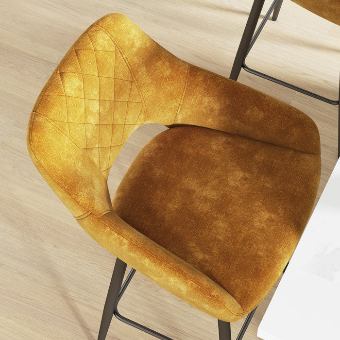 Velvet-Feel Barstool Duo - Luxurious Brown Upholstered Counter Seats - Elegant Seating for Home Bar or Kitchen Island