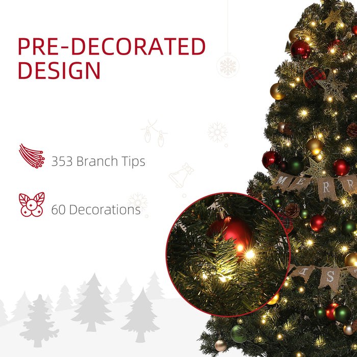 HOMCOM 6ft Pre-Lit and Decorated Christmas Tree | Aosom UK