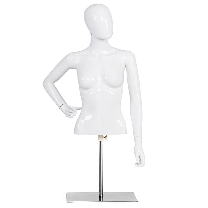 Female Half Body Mannequin with Adjustable Height and Arms