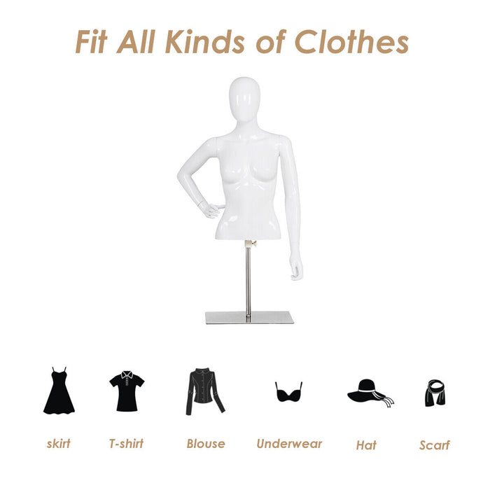 Female Half Body Mannequin with Adjustable Height and Arms