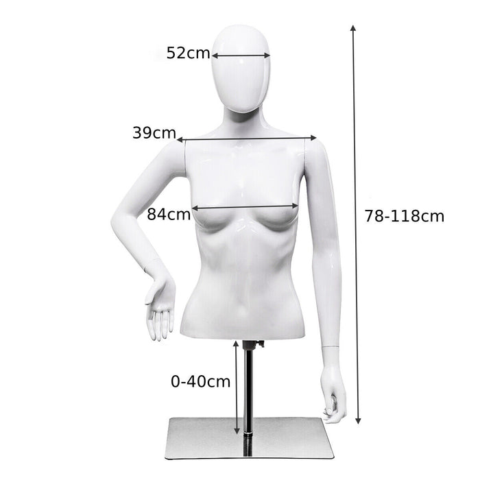 Female Half Body Mannequin with Adjustable Height and Arms