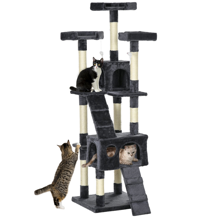 PawHut Cat Tree Scratching House, Activity Play Centre