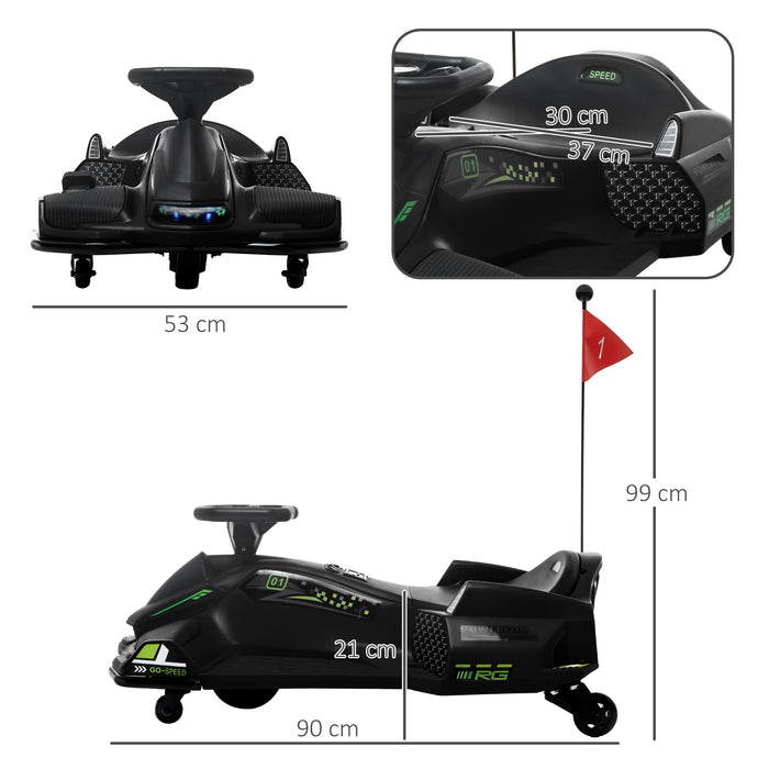 HOMCOM 12V Kids Electric Go Kart with Music, LED Lights, Slow Start, Black | Aosom UK