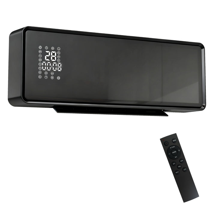 HOMCOM 2000W Ceramic Electric Heater with Fan, Adjustable Thermostat, Wall Mounted - Black