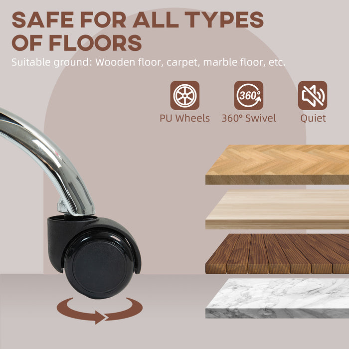 HOMCOM Computer Desk Chair, PU Leather Swivel Office Chair, Makeup Vanity Chair with Height Adjustable, Wheels, for Home Study Bedroom, Grey | Aosom UK