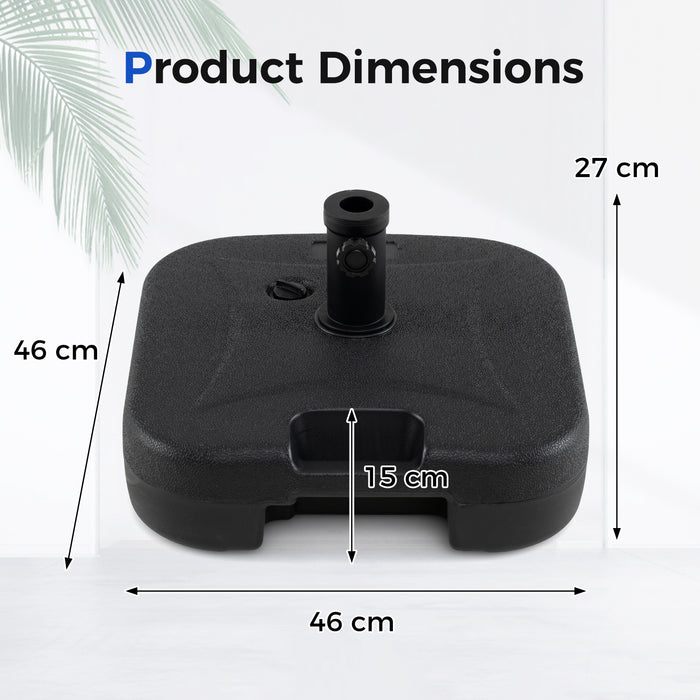 Fillable Square Patio Umbrella Base Heavy-Duty Stand with 3 Couplers-