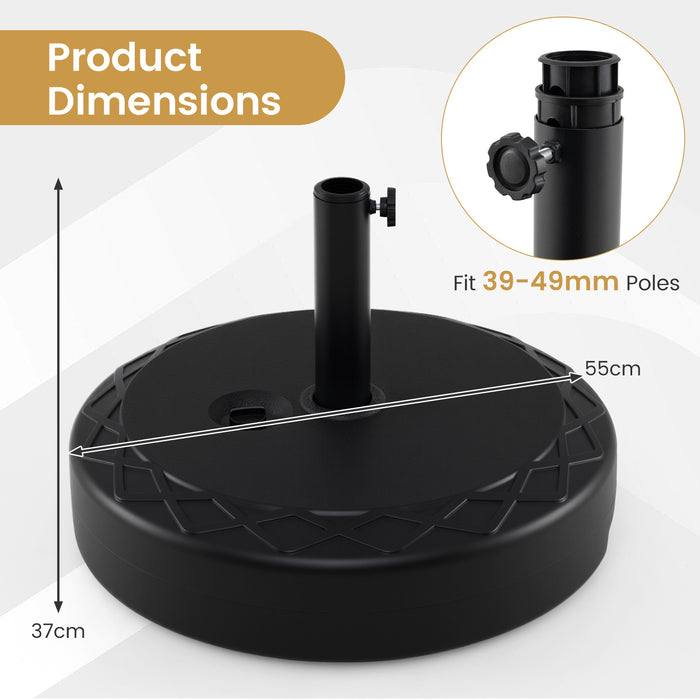 Fillable Umbrella Base 52 kg Heavy Duty Water/Sand Filled Round Market Umbrella Stand-