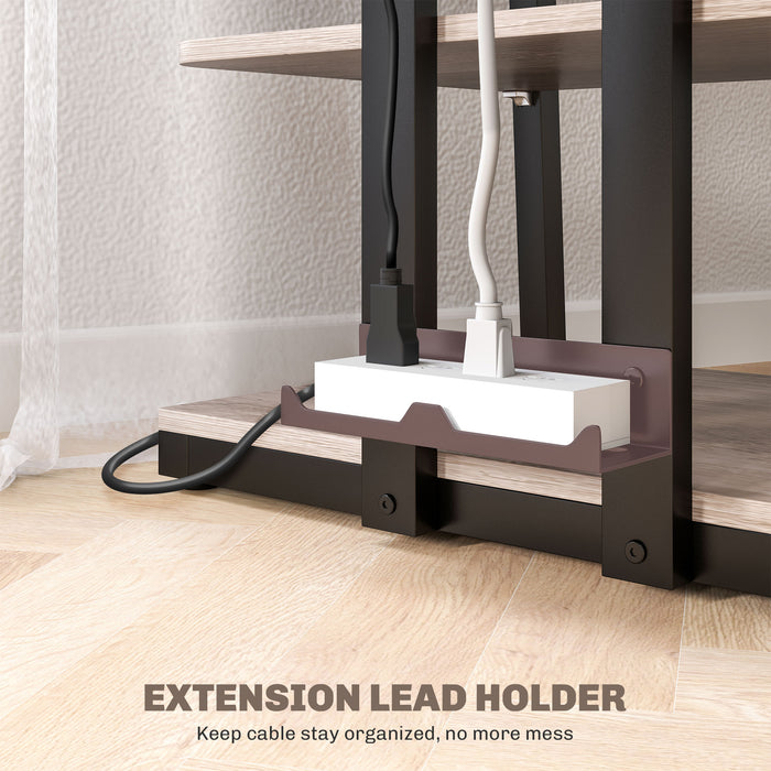 28 Inch Corner TV Stand Cabinet - Adjustable Open Shelves & Cable Management - Grey Entertainment Unit for Living Rooms