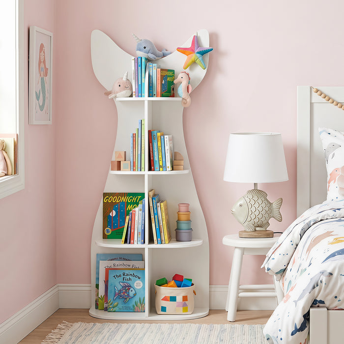 Fish-Shaped Kids Bookshelf with Open Shelves for Playroom-