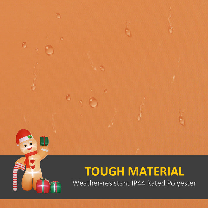 Outsunny 8FT Christmas Inflatable Gingerbread Man with Candy Cane and Three Gift Bags, Christmas Blow Up Outdoor LED Display for Garden Party