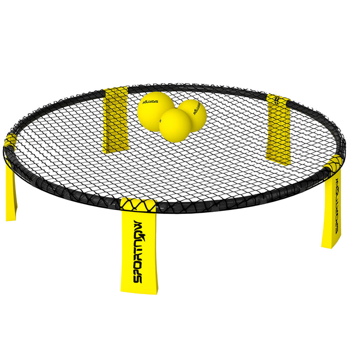 SPORTNOW Spike Ball Set, Mini Beach Games Set with Net, 3 Balls and Ball Pump, Portable with Carrying Bag for Outdoor Team Sports, Yellow