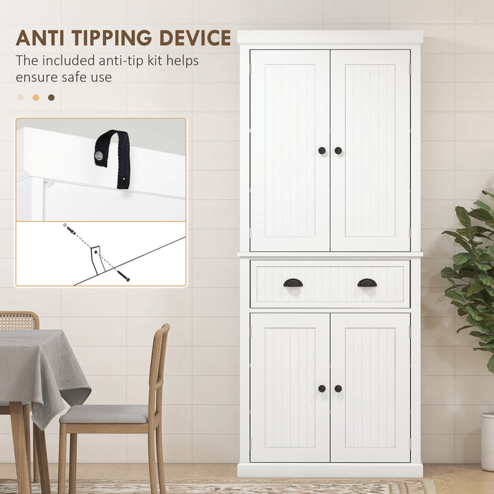 HOMCOM Kitchen Storage Cabinet with Drawer and Adjustable Shelves - White
