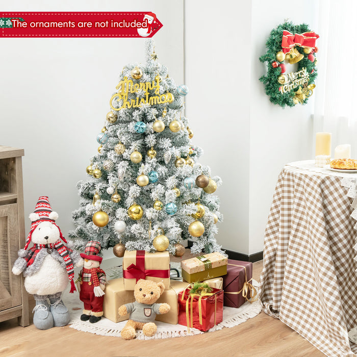 4.5 Feet Flocked Christmas Tree with 295 Tips and 150 LED Lights