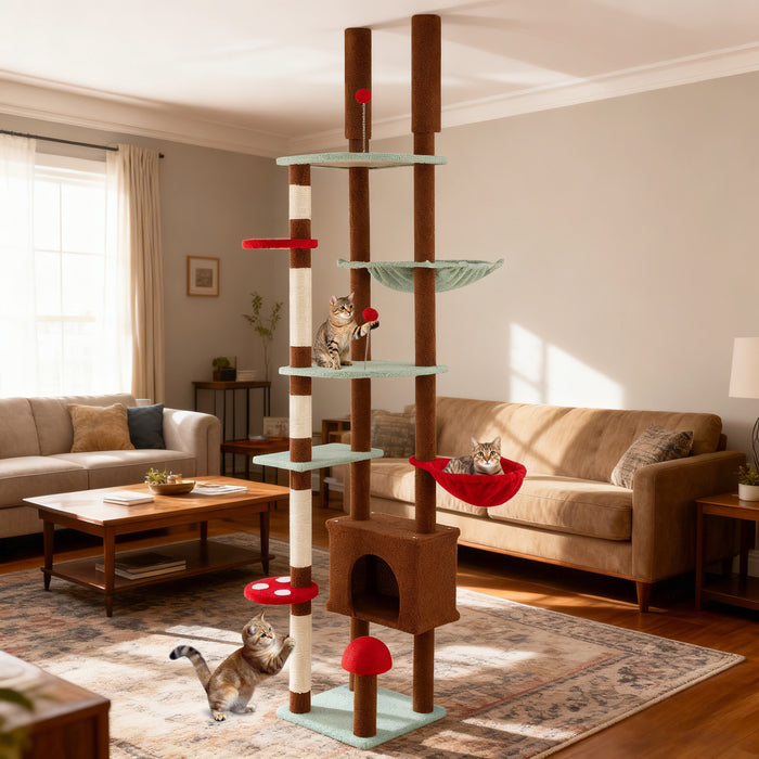 Floor to Ceiling Cat Tree 247-277 cm Adjustable Height-