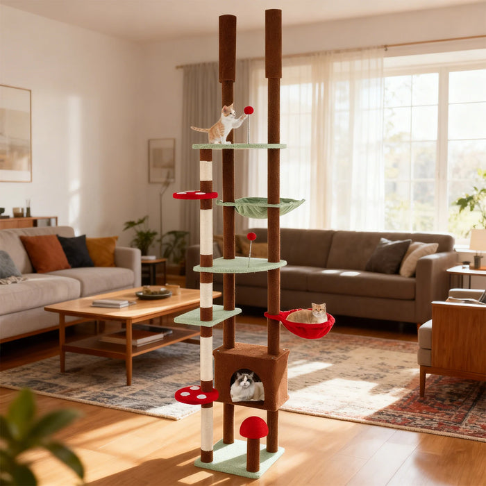 Floor to Ceiling Cat Tree 247-277 cm Adjustable Height-