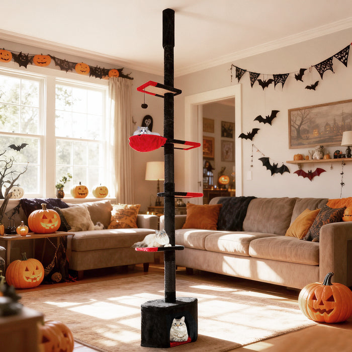 Floor to Ceiling Gothic Cat Tree 245-300 CM Adjustable-