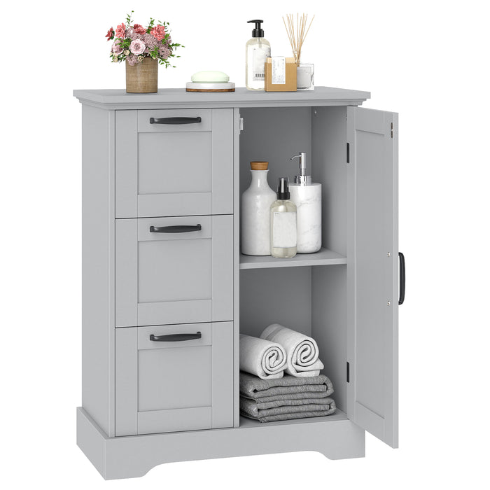Floor Cabinet with Barn Door and 3 Storage Drawers-
