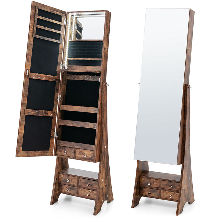 Floor Jewelry Armoire Organizer with Full-Length Mirror-