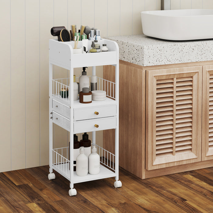 Floor Skincare Organizer Cart with Drawers and Storage Shelves-
