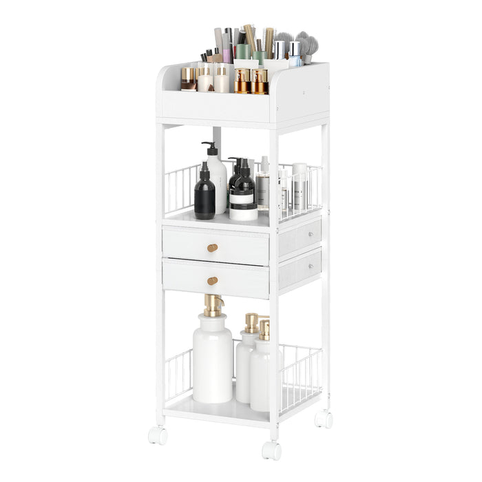 Floor Skincare Organizer Cart with Drawers and Storage Shelves-