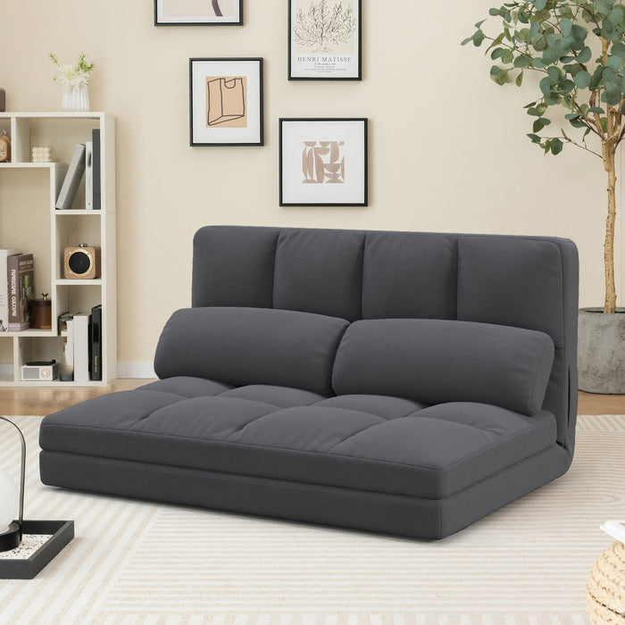 Floor Sofa Bed with 2 Pillows and Positions Adjustable Backrest-Dark Grey