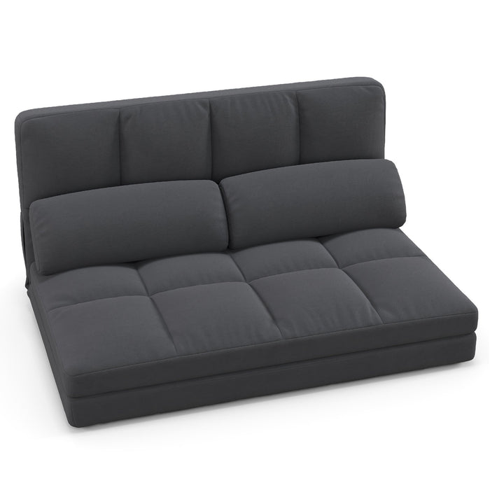 Floor Sofa Bed with 2 Pillows and Positions Adjustable Backrest-Dark Grey