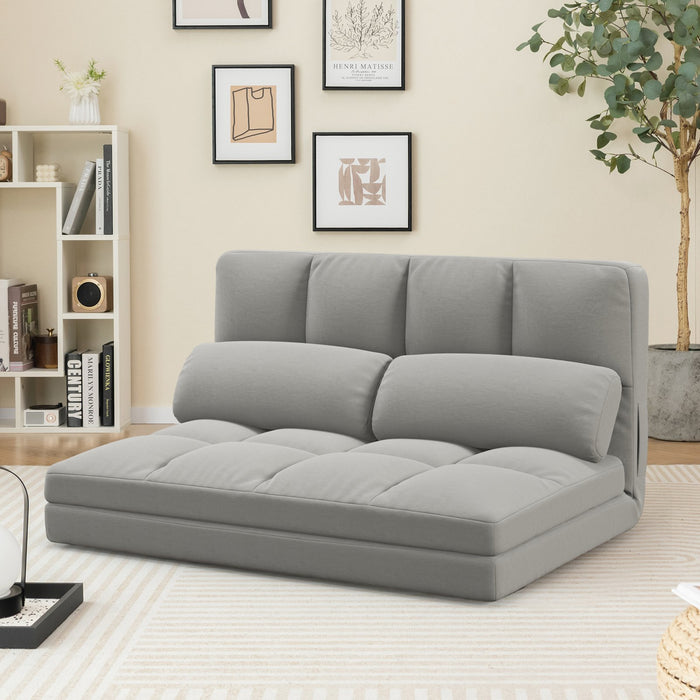 Floor Sofa Bed with 2 Pillows and Positions Adjustable Backrest-Dark Grey