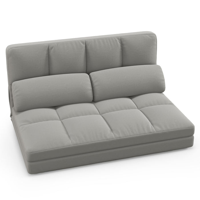 Floor Sofa Bed with 2 Pillows and Positions Adjustable Backrest-Dark Grey