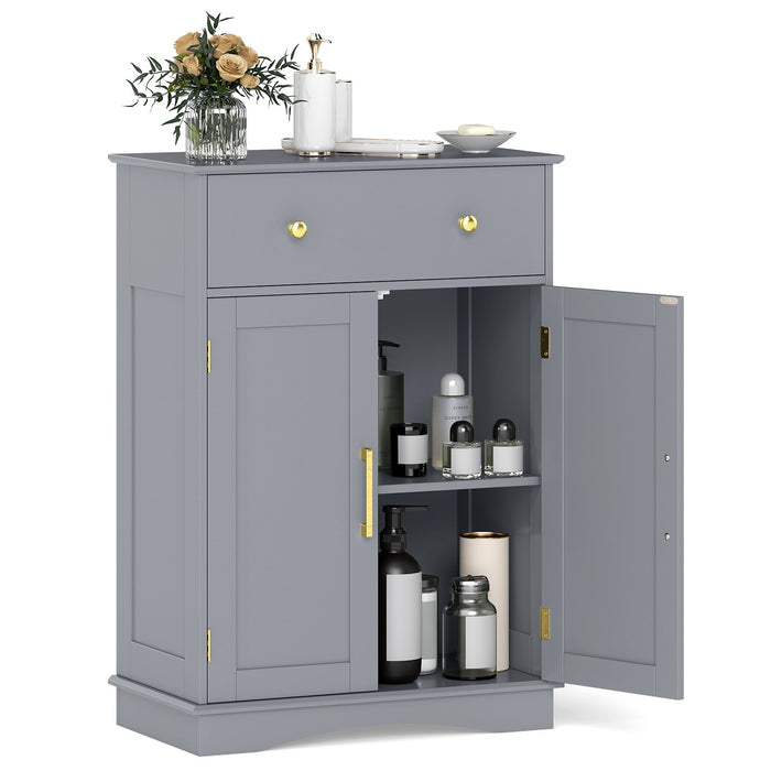 Floor Storage Cabinet with Doors and Adjustable Shelf-Grey