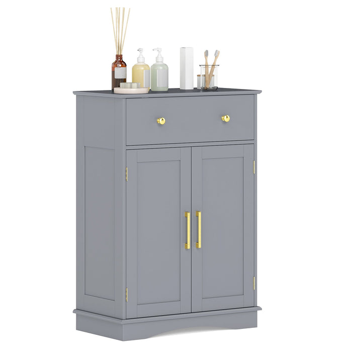 Floor Storage Cabinet with Doors and Adjustable Shelf-Grey