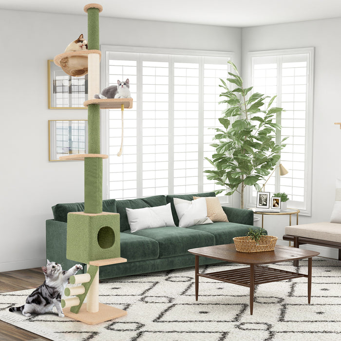Floor to Ceiling Cat Tree with 218-270 cm Adjustable Height-