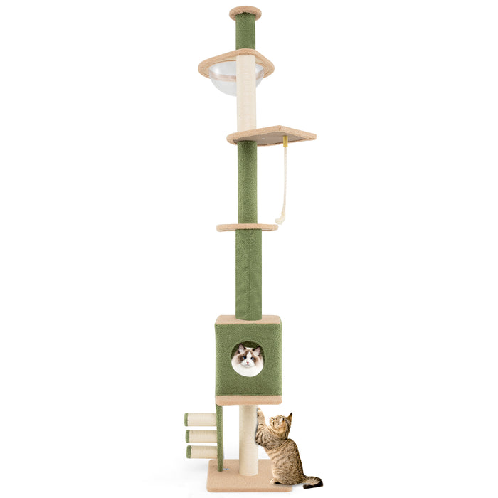 Floor to Ceiling Cat Tree with 218-270 cm Adjustable Height-