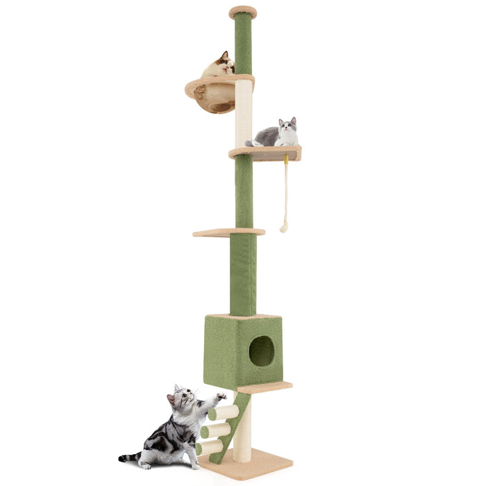 Floor to Ceiling Cat Tree with 218-270 cm Adjustable Height-