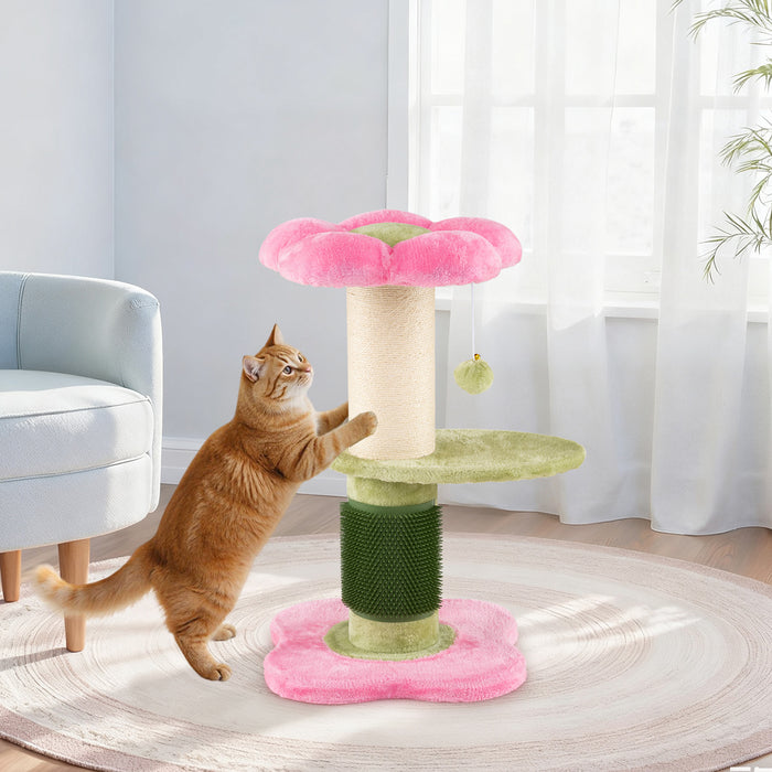 Flower Cat Tree 69 CM Tall Kitten Tower with Hanging Ball-