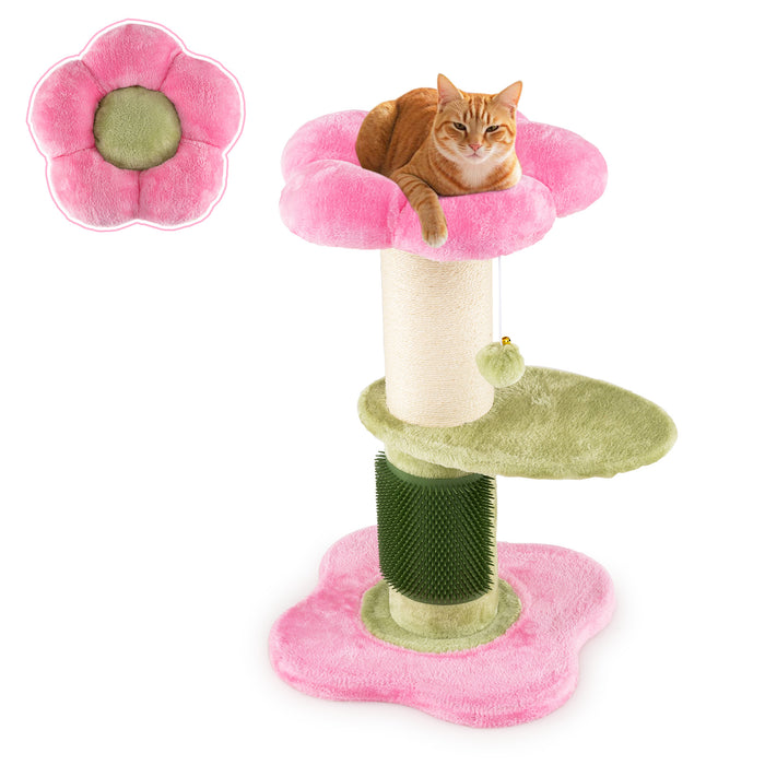 Flower Cat Tree 69 CM Tall Kitten Tower with Hanging Ball-