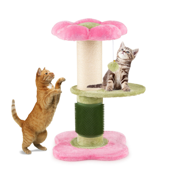 Flower Cat Tree 69 CM Tall Kitten Tower with Hanging Ball-