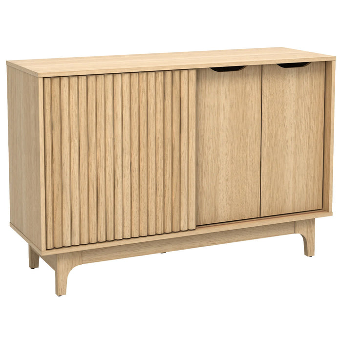 Fluted Sideboard with Adjustable Shelves and Sliding Door for Living Room-