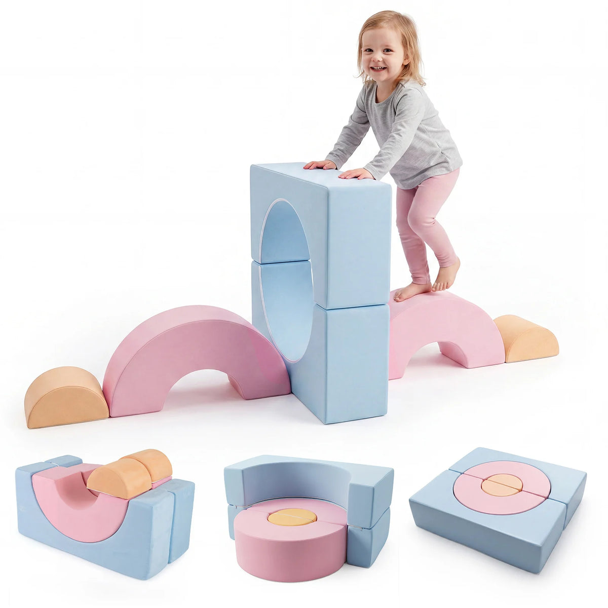 Foam Climbing Blocks for Toddlers 6-Piece Kids Climb Toys Soft Play Set for Babies-