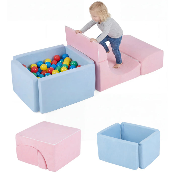 Foam Climbing Blocks for Toddlers Kids Soft Play Set with Ball Pit and Suede Covers Children Indoor-