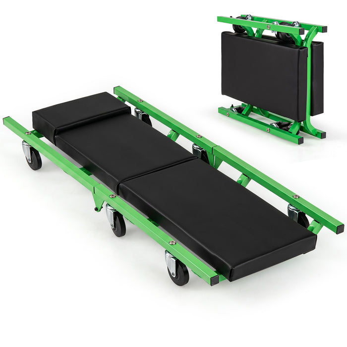 Foldable Automotive Creeper with 360° Swivel Wheels & Thick Cushion for Garage-