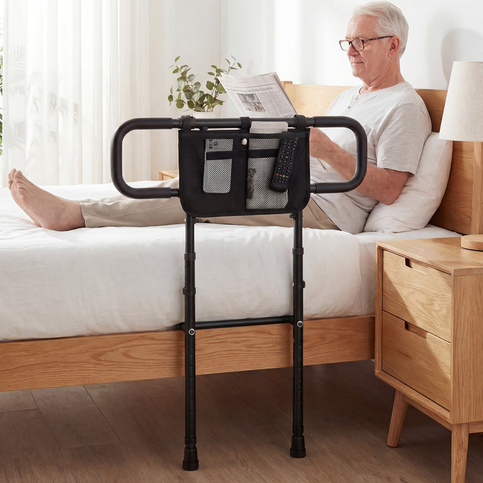 Foldable Bed Rail for Seniors Bed Rail for Elderly Adults Safety with Adjustable Width and Height-