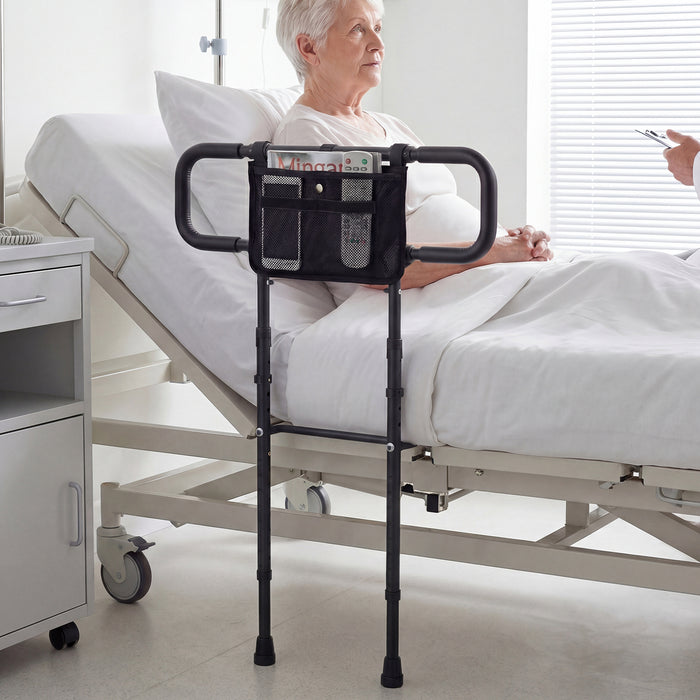 Foldable Bed Rail for Seniors Bed Rail for Elderly Adults Safety with Adjustable Width and Height-