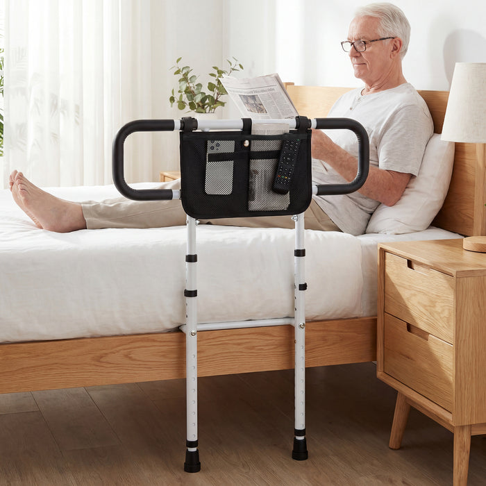 Foldable Bed Rail for Seniors Bed Rail for Elderly Adults Safety with Adjustable Width and Height-
