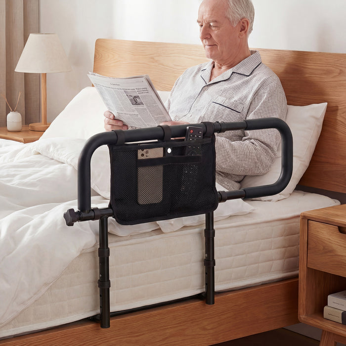 Foldable Bed Rail for Seniors with Adjustable Width and Height-