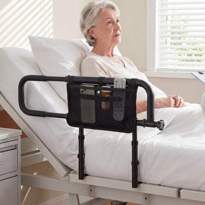 Foldable Bed Rail for Seniors with Adjustable Width and Height-