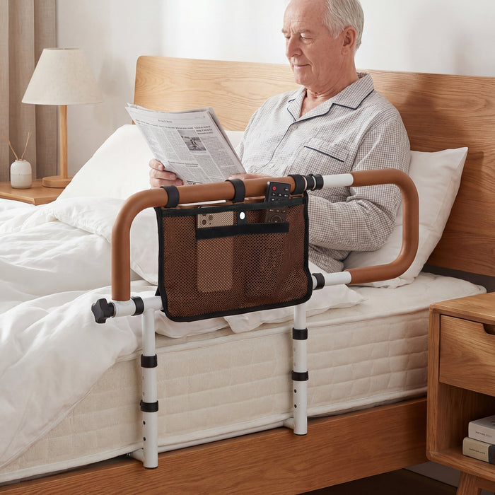 Foldable Bed Rail for Seniors with Adjustable Width and Height-