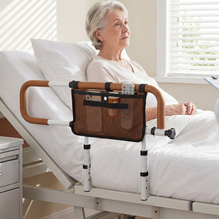 Foldable Bed Rail for Seniors with Adjustable Width and Height-