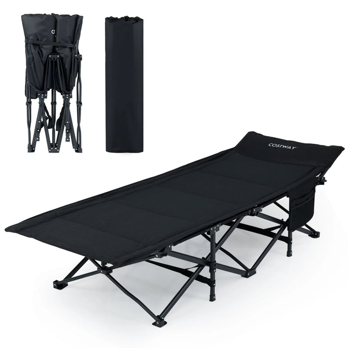 Foldable Camping Cot for Adults Heavy Duty Sleeping Bed with Slanted Headrest-