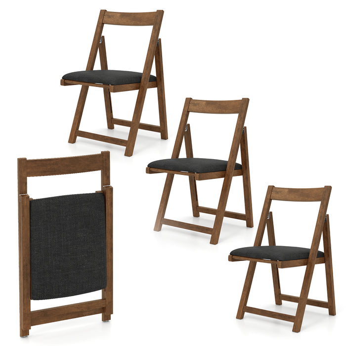 Foldable Dining Chair Set of 4 with Curved Backrest and Padded Seat-Grey